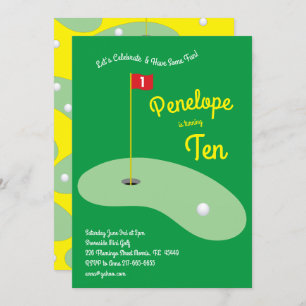 Cute Mini Golf Kids Birthday Party Sports Invitation