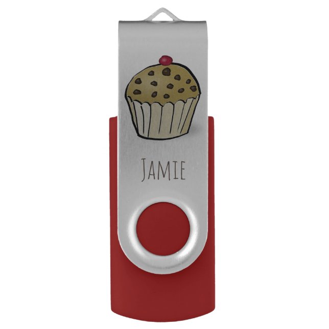 Cute Mini Muffin with Cherry Personalised Flash Drive (Front Vertical)