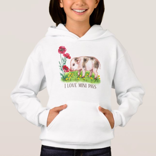 cute mini pig lovers add text  hoodie (Front)
