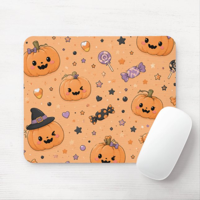 Cute Mini Pumpkin Halloween Mouse Pad (With Mouse)