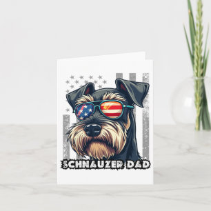 Cute Mini Schnauzer Dad Dog Fathers Day Usa Flag 4 Card