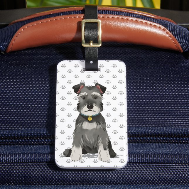Cute Mini Schnauzer Luggage Tag (Front Insitu 2)