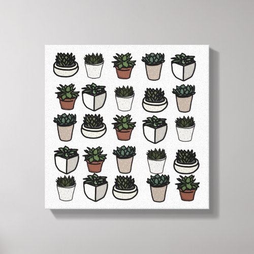 Cute mini succulent pattern canvas print