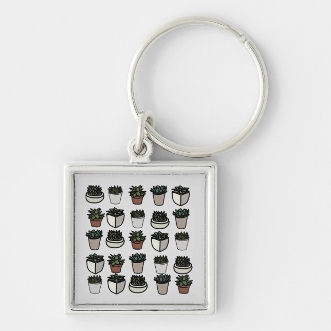 Cute mini succulent pattern keychain (Front)