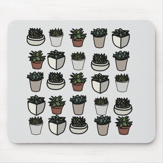 Cute mini succulent pattern mouse pad (Front)