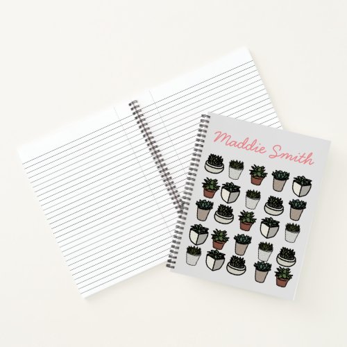 Cute mini succulent pattern notebook