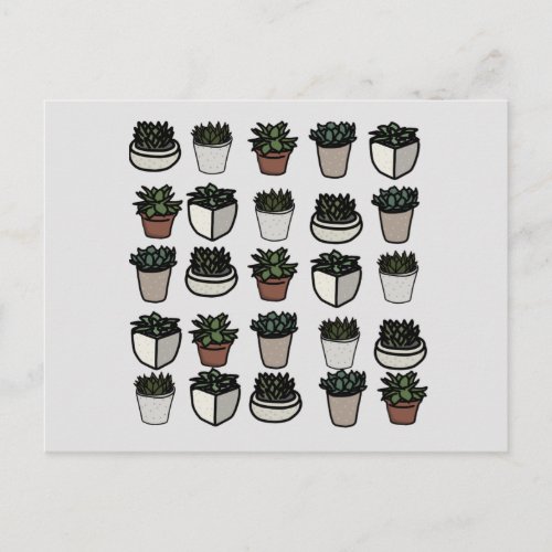 Cute mini succulent pattern postcard