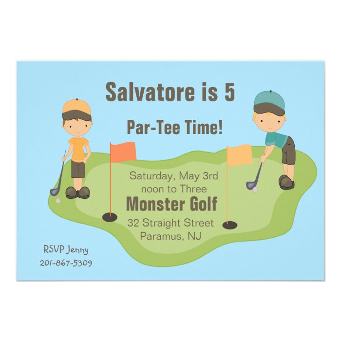 Cute Miniature Golf Boys Party Invitation