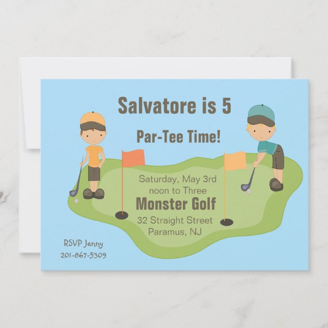 Cute Miniature Golf Boys Party Invitation (Front)