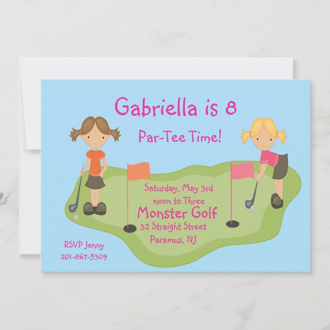 Cute Miniature Golf Girls Party Invitation (Front)