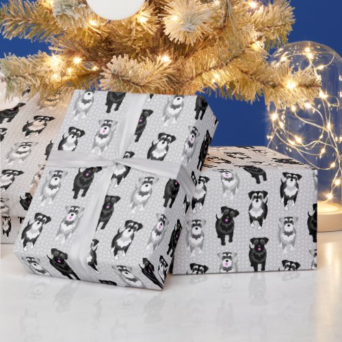 Cute Miniature or Standard Schnauzer Pattern Wrapping Paper