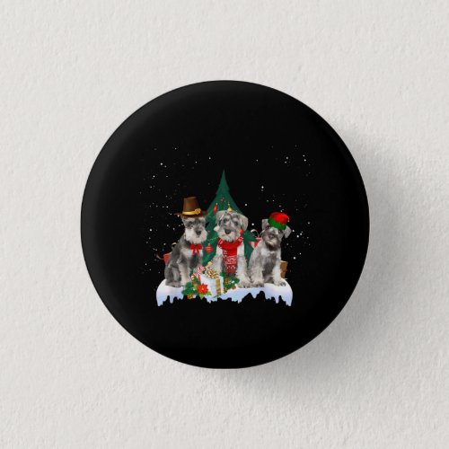 Cute Miniature Schnauzer Christmas Dog Button