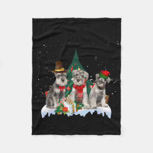 Cute Miniature Schnauzer Christmas Dog Fleece Blanket