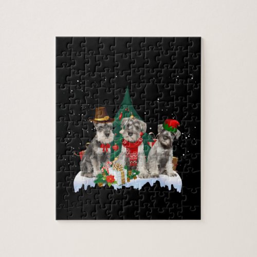 Cute Miniature Schnauzer Christmas Dog Jigsaw Puzzle