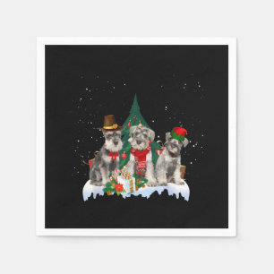 Cute Miniature Schnauzer Christmas Dog Napkins