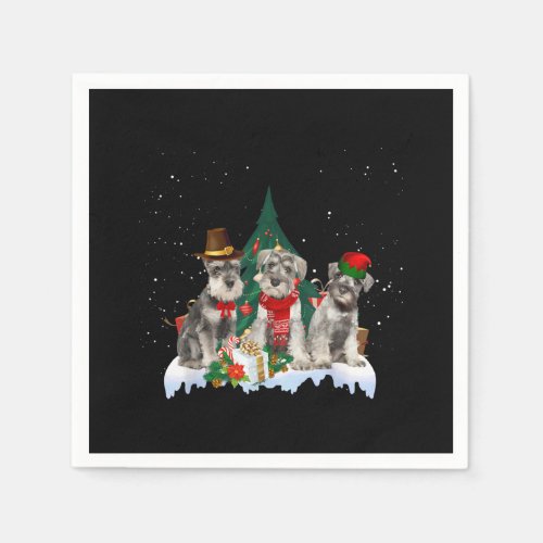 Cute Miniature Schnauzer Christmas Dog Napkins