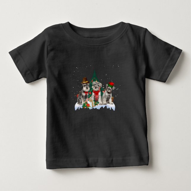 Cute Miniature Schnauzer Christmas Dog Tee T-Shirt (Front)