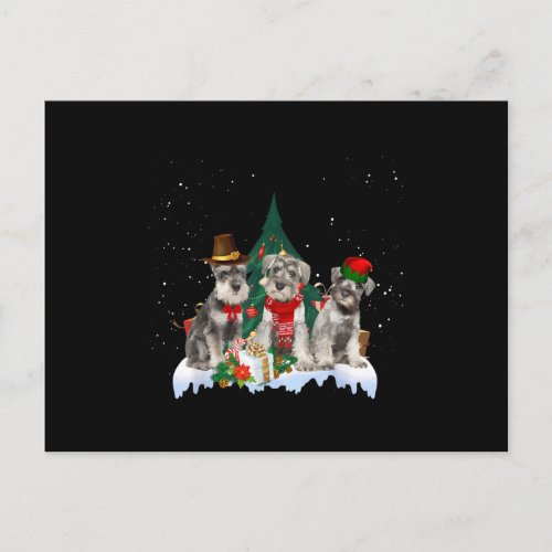 Cute Miniature Schnauzer Christmas Dog Tee T_Shirt Announcement Postcard