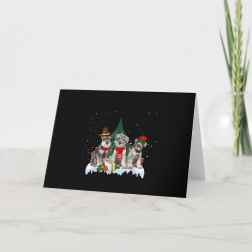 Cute Miniature Schnauzer Christmas Dog Tee T_Shirt Holiday Card