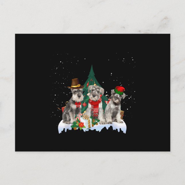 Cute Miniature Schnauzer Christmas Dog Tee T-Shirt Postcard (Front)