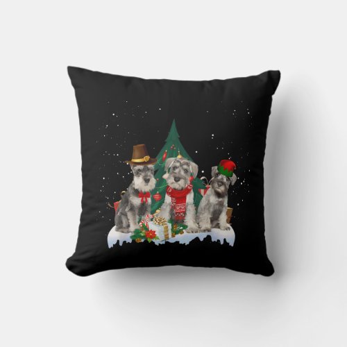 Cute Miniature Schnauzer Christmas Dog Tee T_Shirt Throw Pillow