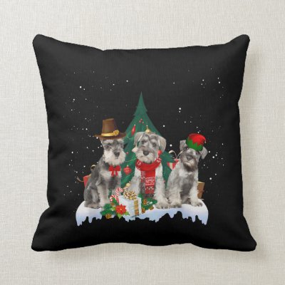 Cute Miniature Schnauzer Christmas Dog Tee T-Shirt Throw Pillow