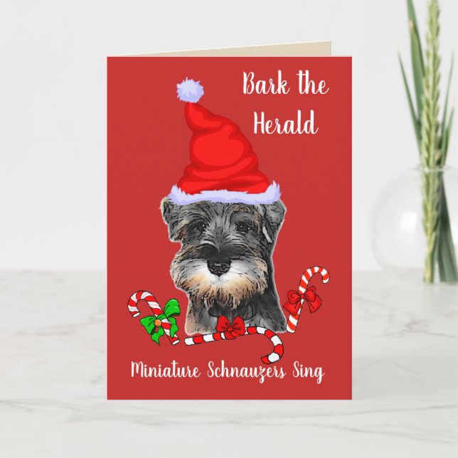 Cute Miniature Schnauzer Christmas Holiday Card (Front)