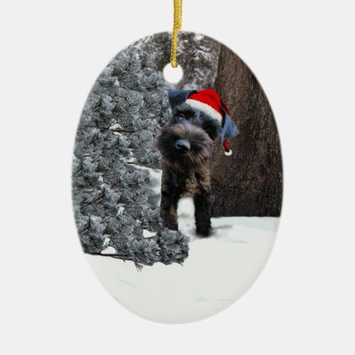 Cute Miniature Schnauzer Christmas Ornament