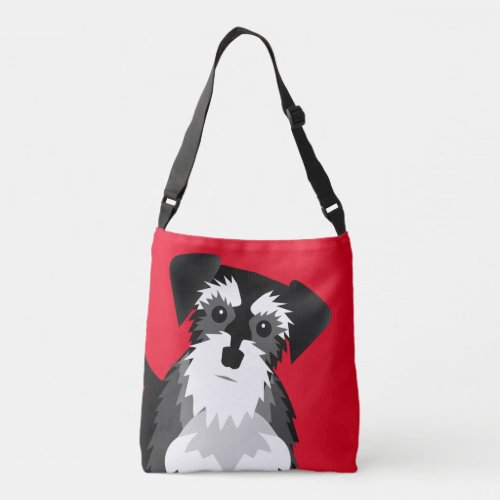 Cute Miniature Schnauzer Custom Color Crossbody Bag