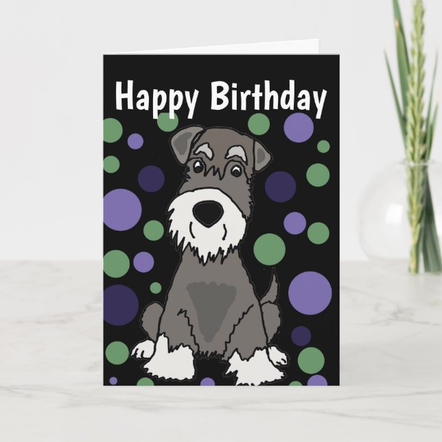 Cute Miniature Schnauzer Dog and Circle Patterns Card (Front)