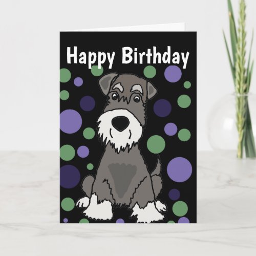 Cute Miniature Schnauzer Dog and Circle Patterns Card