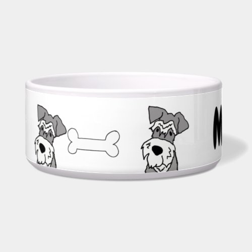 Cute Miniature Schnauzer Dog Cartoon Bowl