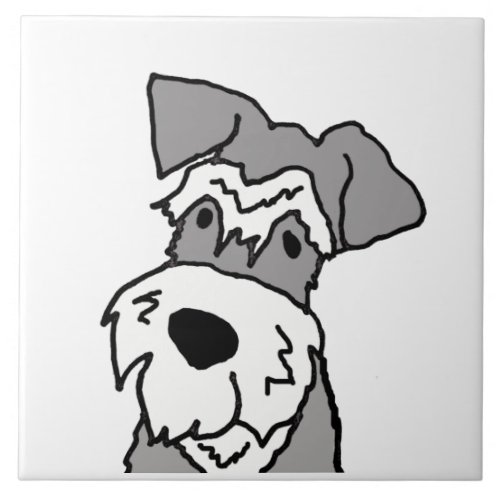 Cute Miniature Schnauzer Dog Cartoon Ceramic Tile