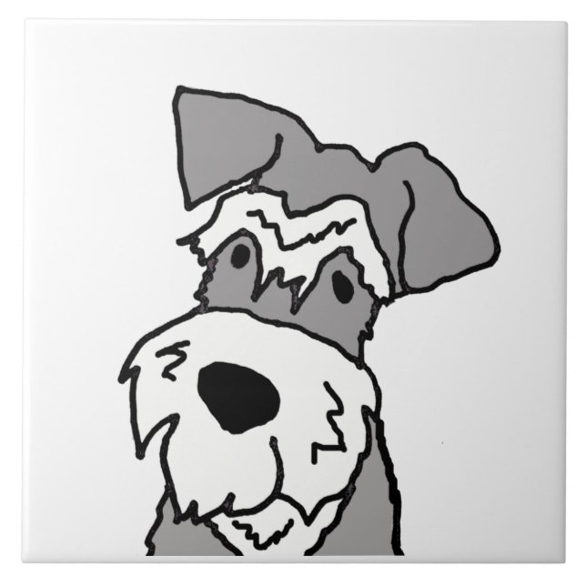 Cute Miniature Schnauzer Dog Cartoon Ceramic Tile (Front)