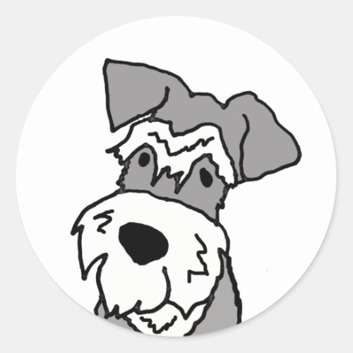 Cute Miniature Schnauzer Dog Cartoon Classic Round Sticker