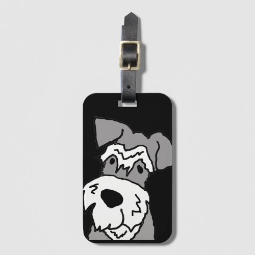 Cute Miniature Schnauzer Dog Cartoon Luggage Tag