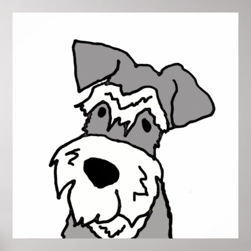 Cute Miniature Schnauzer Dog Cartoon Poster