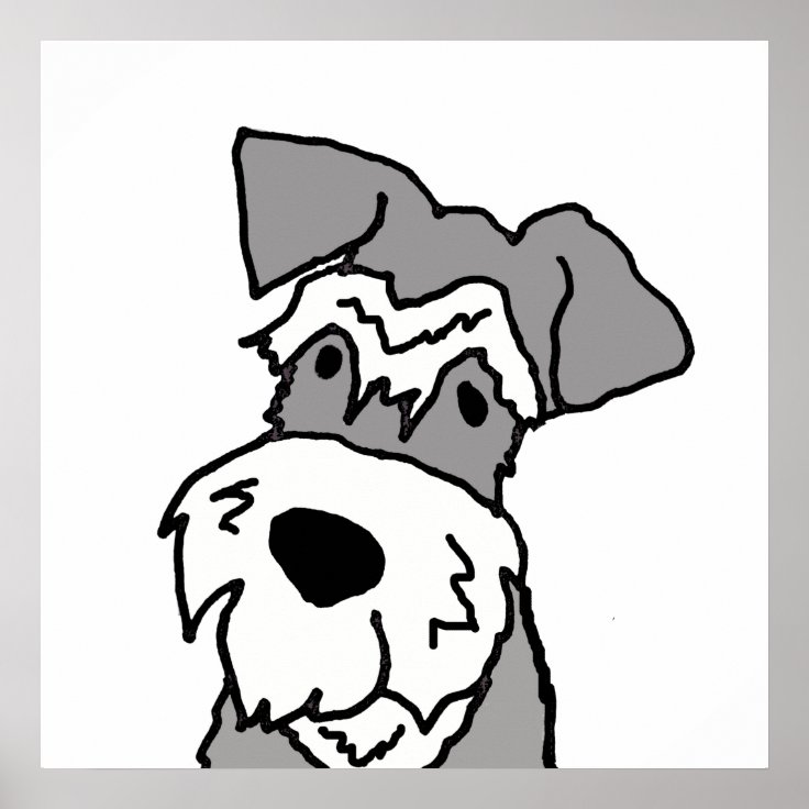 Cute Miniature Schnauzer Dog Cartoon Poster | Zazzle