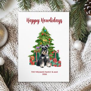 Cute Miniature Schnauzer Dog Family Christmas Holiday Card