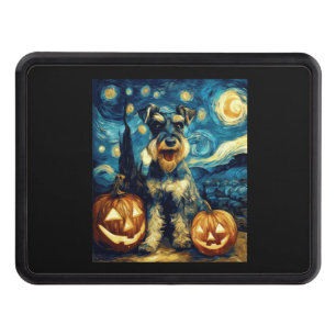 Cute Miniature Schnauzer Dog Halloween Jack O Lant Hitch Cover