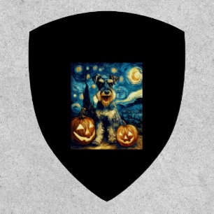 Cute Miniature Schnauzer Dog Halloween Jack O Lant Patch