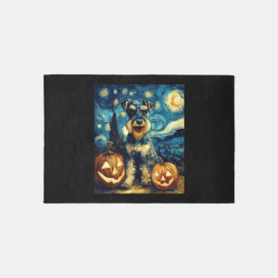 Cute Miniature Schnauzer Dog Halloween Jack O Lant Rug