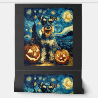 Cute Miniature Schnauzer Dog Halloween Jack O Lant Wallpaper