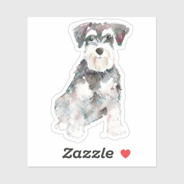Cute Miniature Schnauzer Dog Illustration Sticker (Sheet)