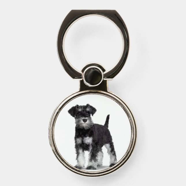 Cute Miniature Schnauzer Dog Pet Animal  Phone Ring Stand (Front)