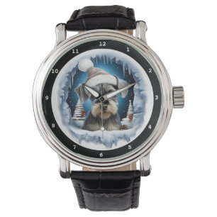 Cute Miniature Schnauzer Dog Winter Holiday Image Watch