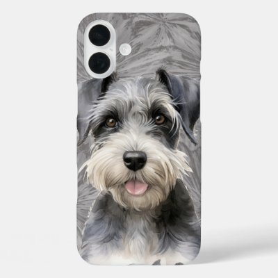 CUTE MINIATURE SCHNAUZER PUPPY DOG iPhone 16 PLUS CASE