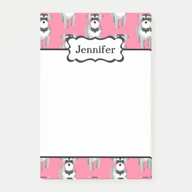 Cute Miniature Schnauzer Puppy Pattern Post-it Notes (Front)