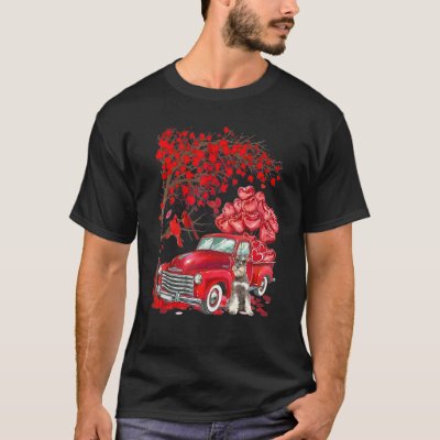 Cute Miniature Schnauzer Valentine Tree - Dogs Hea T-Shirt