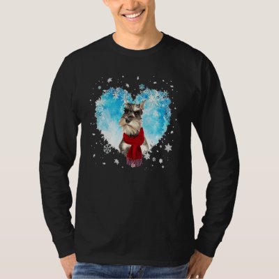 Cute Miniature Schnauzer Winter Flakes - Dogs Hear T-Shirt